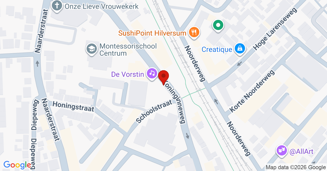 Kaart van het incident in Hilversum met de aanrijroutes van de gealarmeerde eenheden