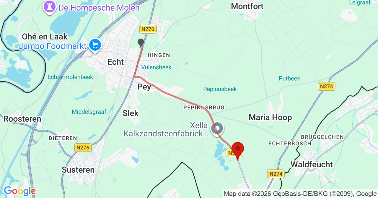 Kaart van het incident in Koningsbosch met de aanrijroutes van de gealarmeerde eenheden