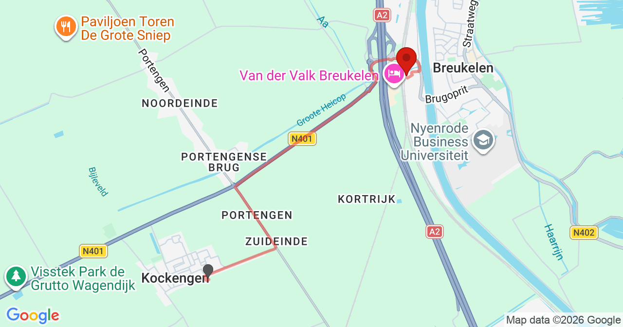 Kaart van het incident in Breukelen met de aanrijroutes van de gealarmeerde eenheden