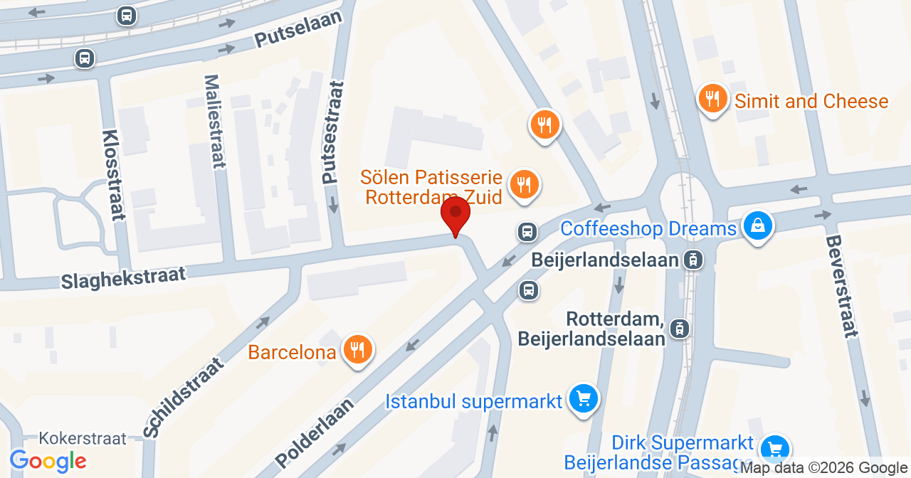 Kaart van het incident in Rotterdam met de aanrijroutes van de gealarmeerde eenheden