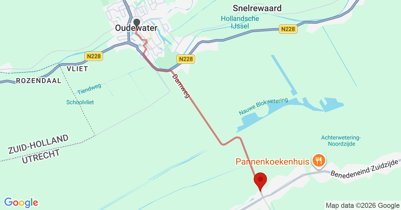 Kaart van het incident in Polsbroek met de aanrijroutes van de gealarmeerde eenheden