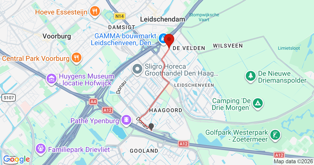Kaart van het incident in 's-Gravenhage met de aanrijroutes van de gealarmeerde eenheden