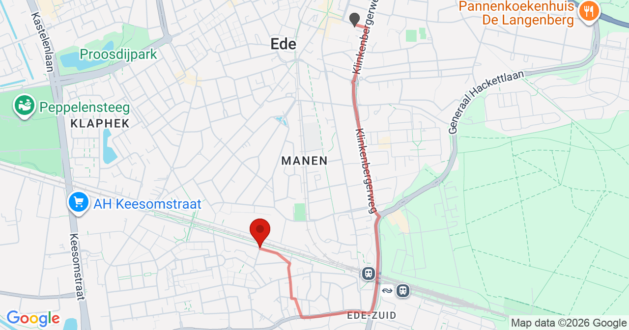 Kaart van het incident in Ede met de aanrijroutes van de gealarmeerde eenheden