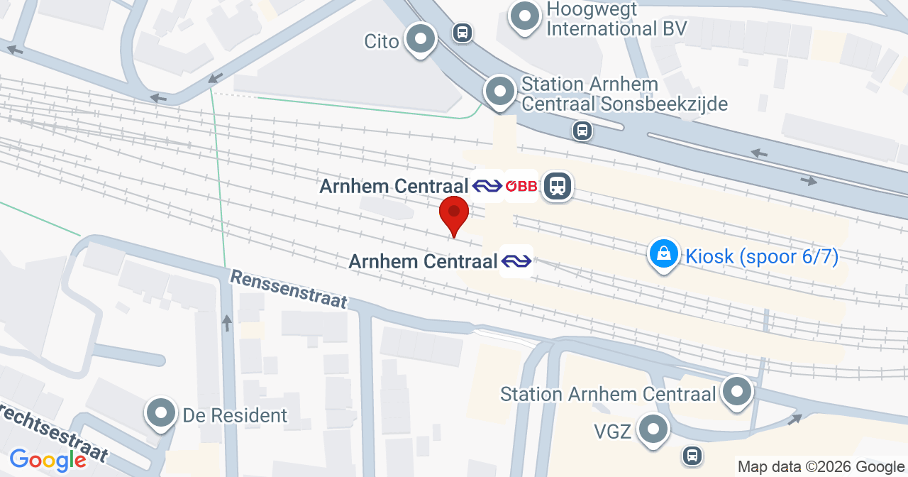 Kaart van het incident in Arnhem met de aanrijroutes van de gealarmeerde eenheden
