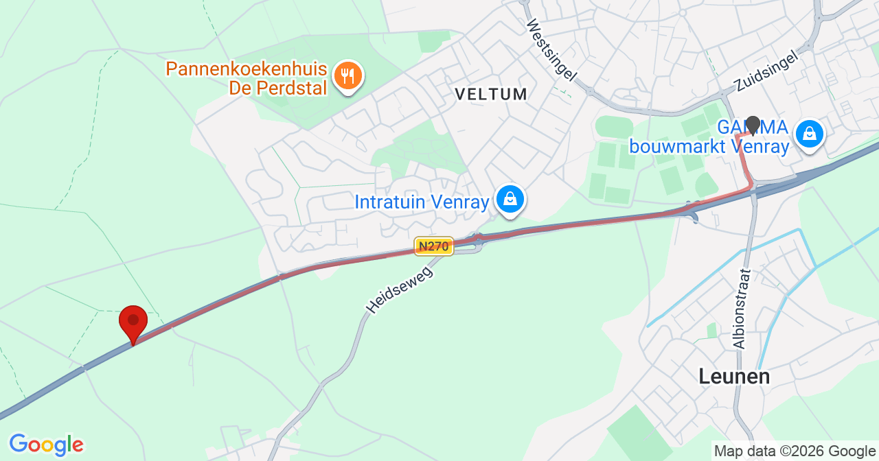 Kaart van het incident in Heide met de aanrijroutes van de gealarmeerde eenheden