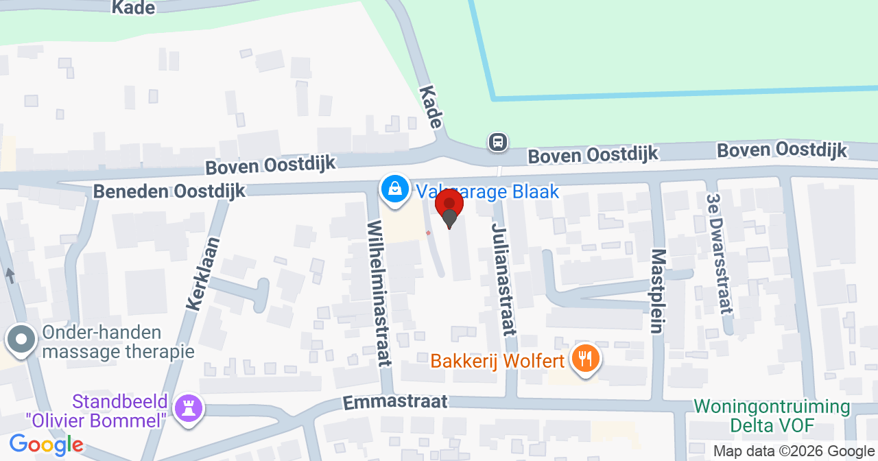 Kaart van het incident in Den Bommel met de aanrijroutes van de gealarmeerde eenheden