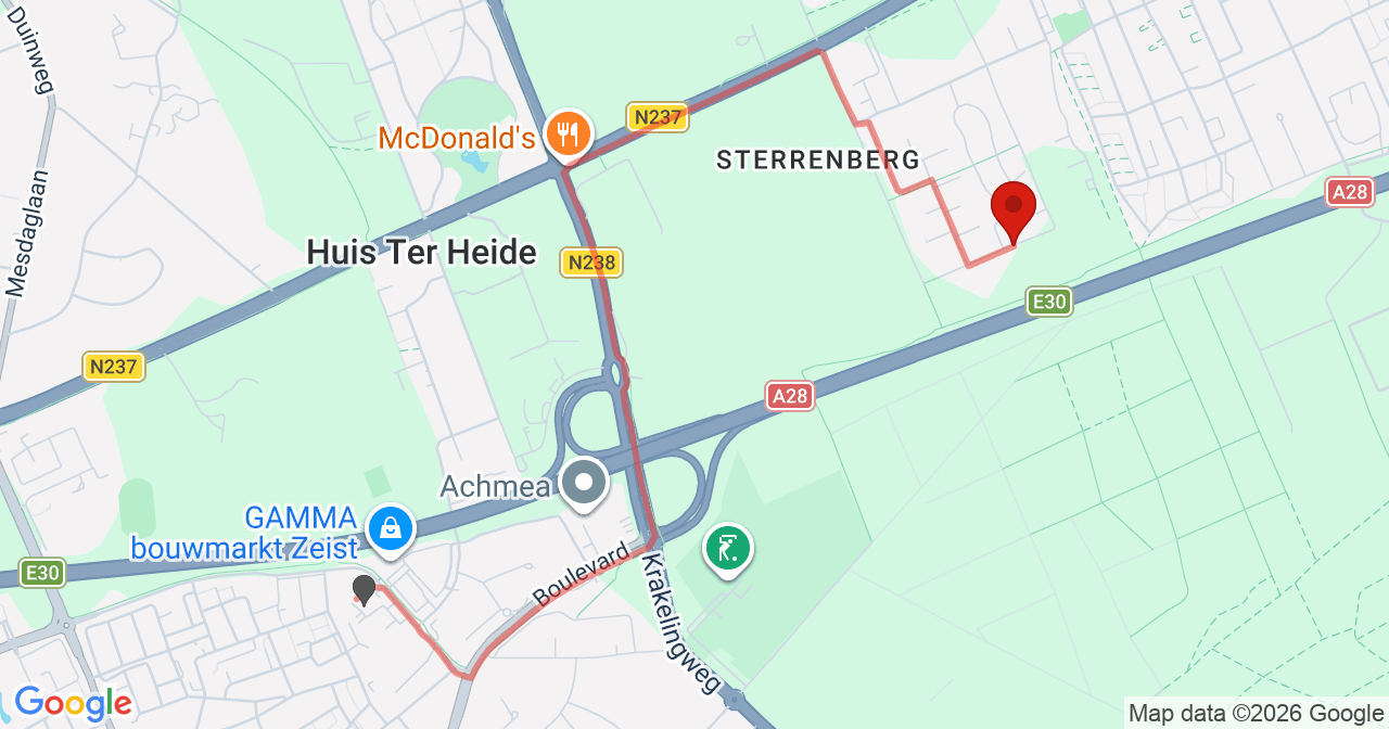 Kaart van het incident in Heide UT met de aanrijroutes van de gealarmeerde eenheden