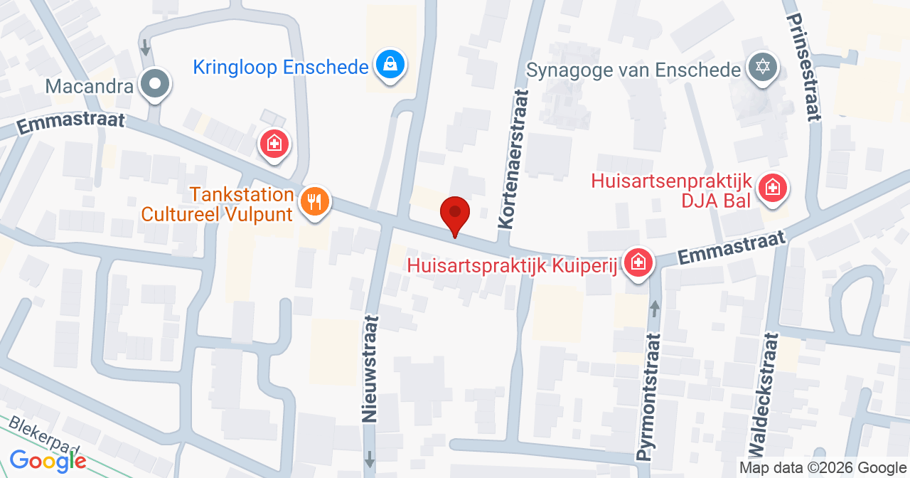 Kaart van het incident in Enschede met de aanrijroutes van de gealarmeerde eenheden