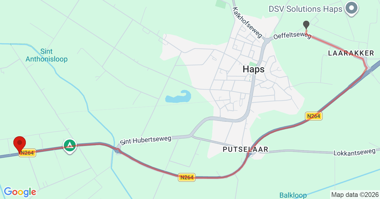 Kaart van het incident in Sint Hubert met de aanrijroutes van de gealarmeerde eenheden