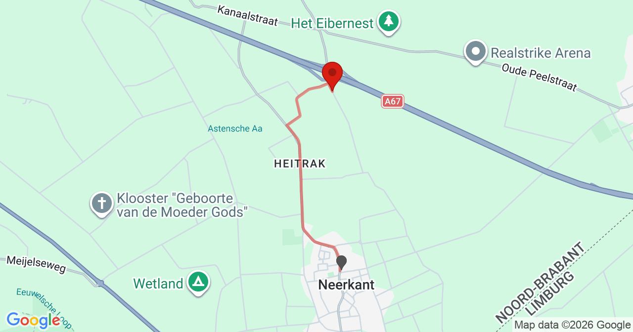 Kaart van het incident in Liessel met de aanrijroutes van de gealarmeerde eenheden