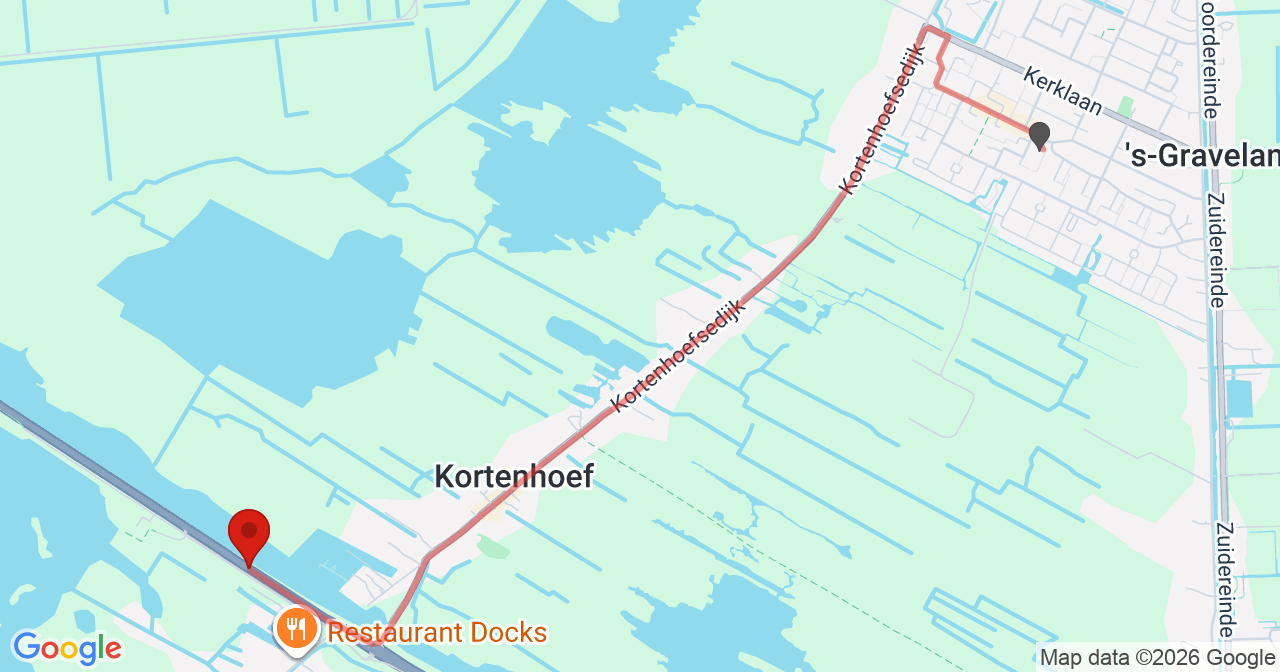 Kaart van het incident in Kortenhoef met de aanrijroutes van de gealarmeerde eenheden