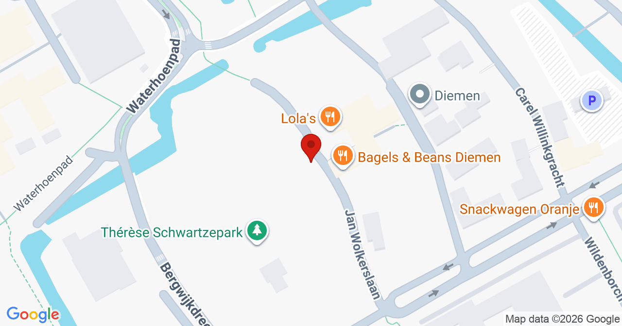 Kaart van het incident in Diemen met de aanrijroutes van de gealarmeerde eenheden