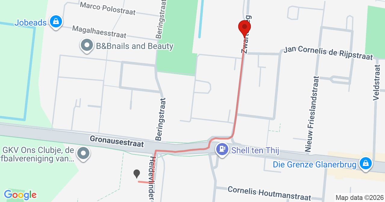 Kaart van het incident in Enschede met de aanrijroutes van de gealarmeerde eenheden