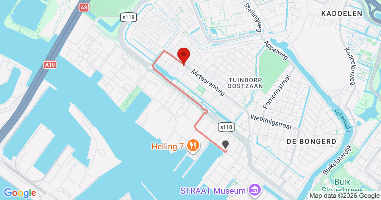 Kaart van het incident in Amsterdam met de aanrijroutes van de gealarmeerde eenheden