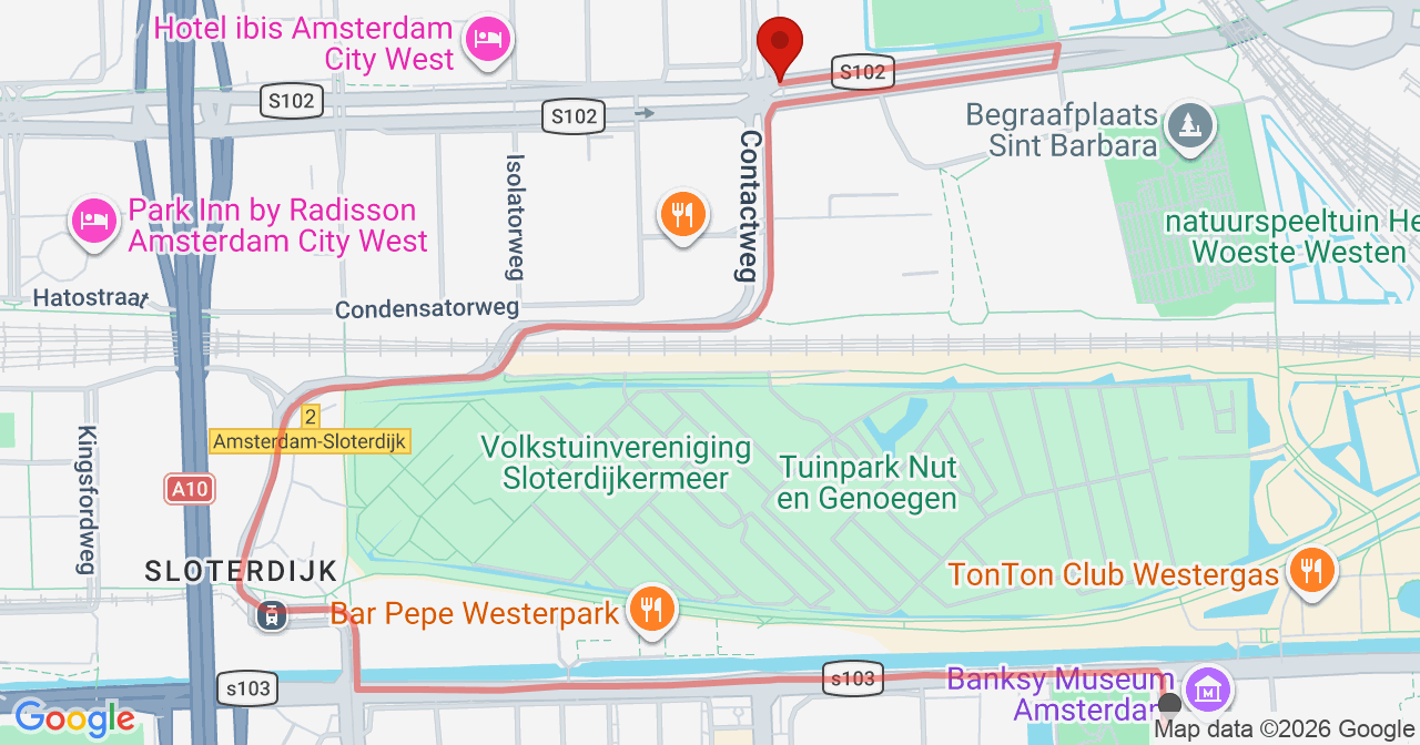 Kaart van het incident in Amsterdam met de aanrijroutes van de gealarmeerde eenheden