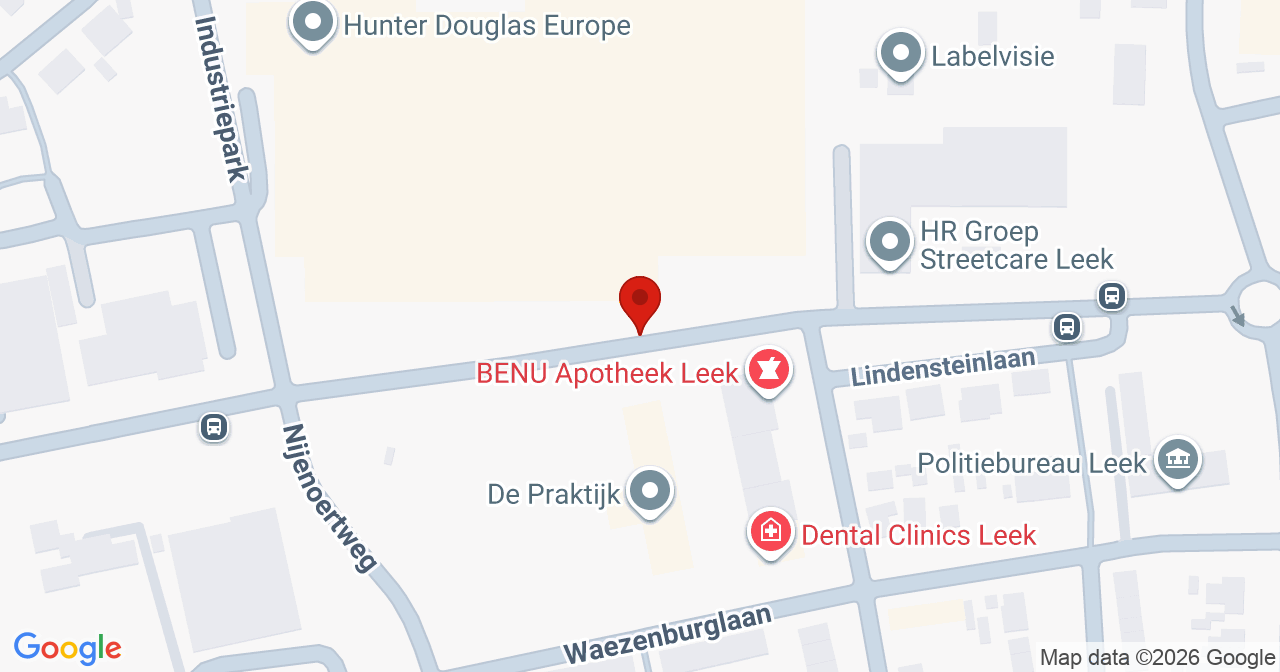 Kaart van het incident in Leek met de aanrijroutes van de gealarmeerde eenheden