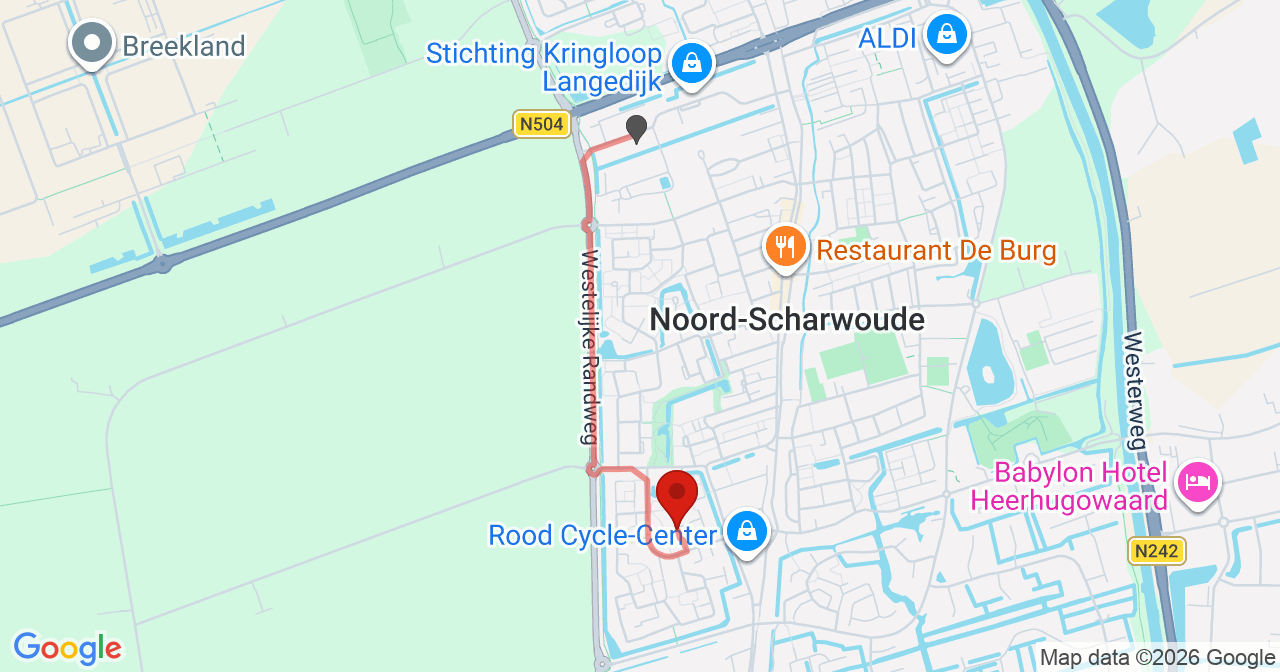 Kaart van het incident in Zuid-Scharwoude met de aanrijroutes van de gealarmeerde eenheden