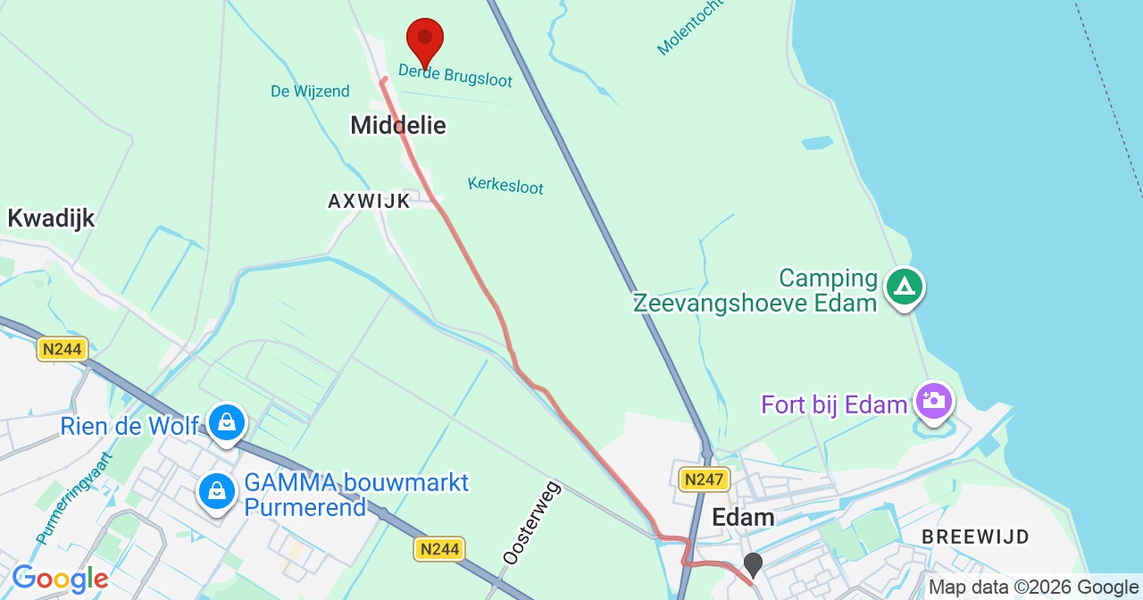 Kaart van het incident in Middelie met de aanrijroutes van de gealarmeerde eenheden