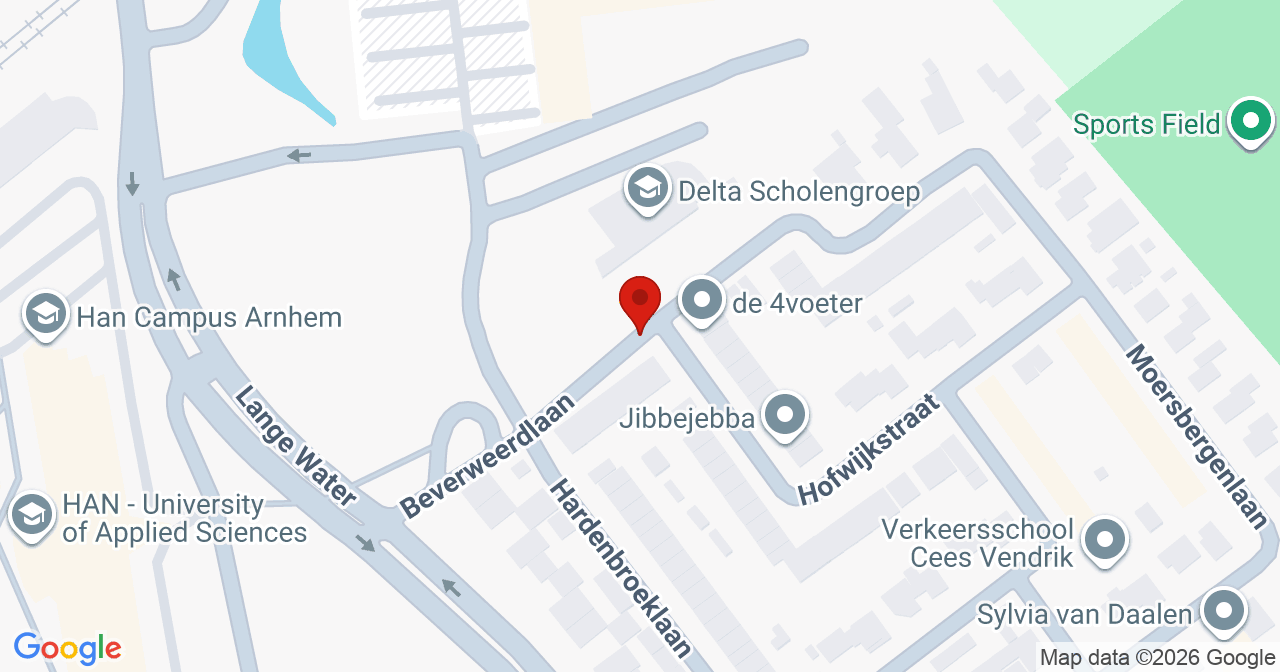 Kaart van het incident in Arnhem met de aanrijroutes van de gealarmeerde eenheden