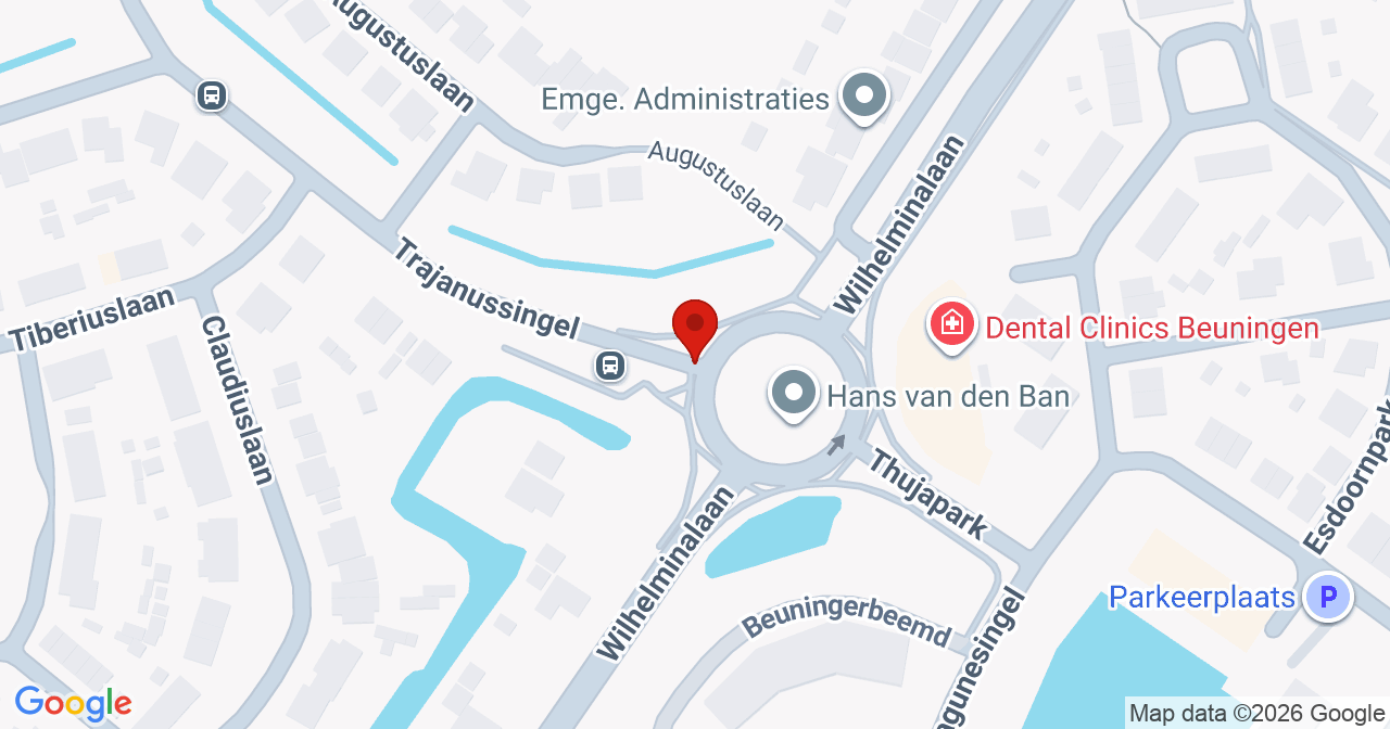 Kaart van het incident in Beuningen Gld met de aanrijroutes van de gealarmeerde eenheden