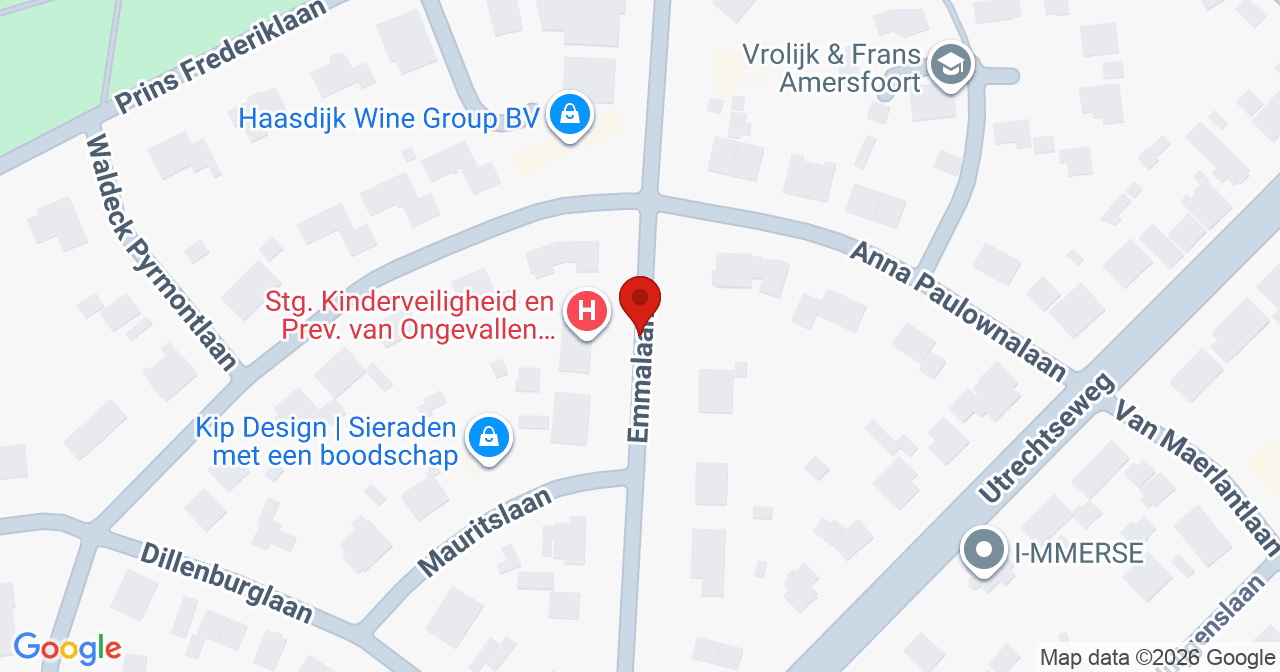 Kaart van het incident in Amersfoort met de aanrijroutes van de gealarmeerde eenheden