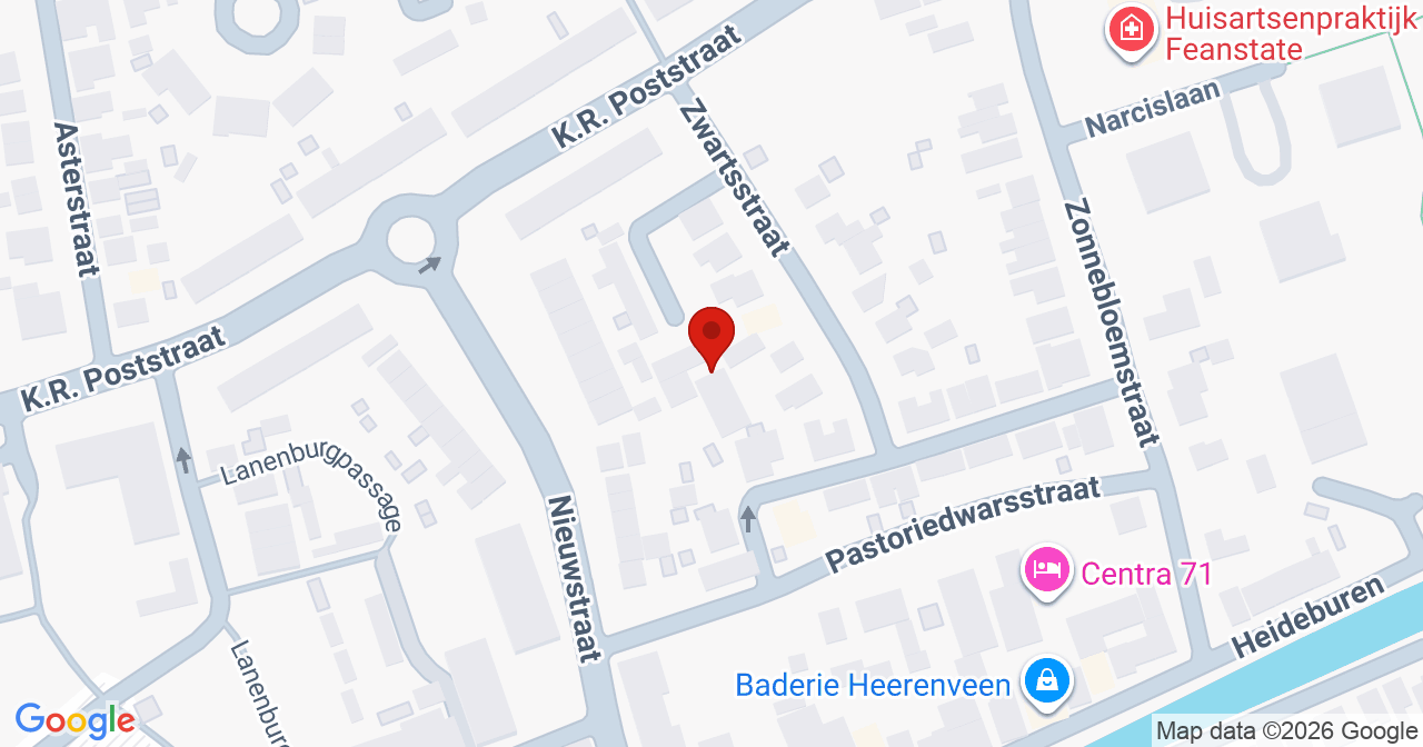 Kaart van het incident in Heerenveen met de aanrijroutes van de gealarmeerde eenheden