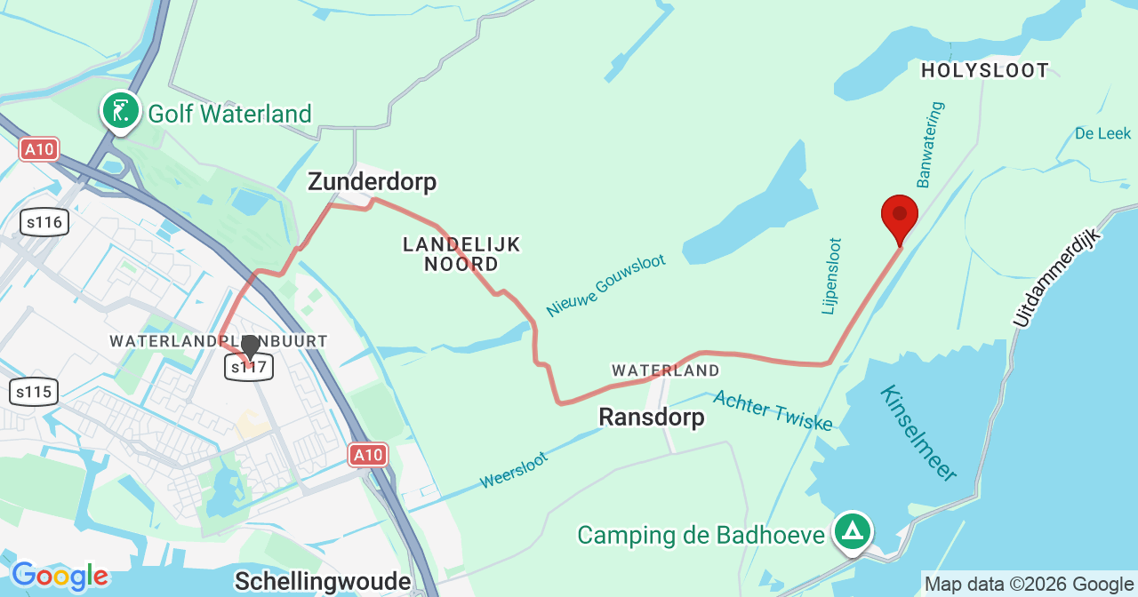 Kaart van het incident in Amsterdam met de aanrijroutes van de gealarmeerde eenheden