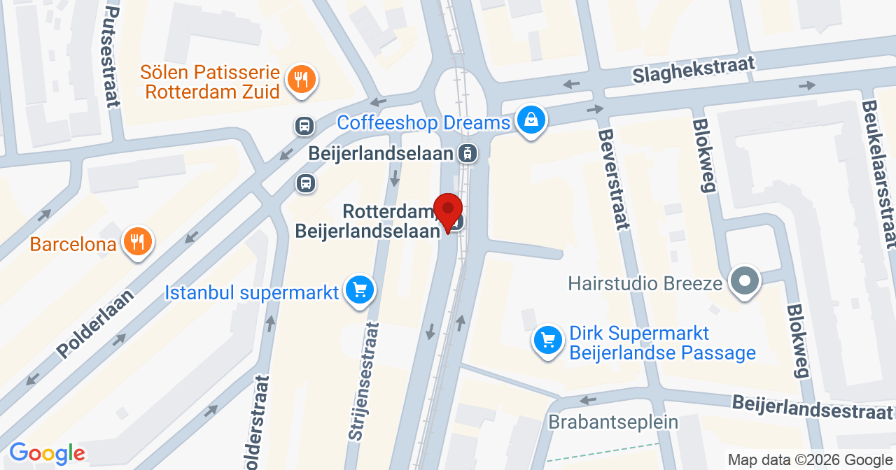 Kaart van het incident in Rotterdam met de aanrijroutes van de gealarmeerde eenheden