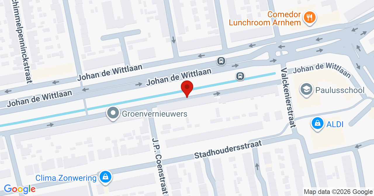 Kaart van het incident in Arnhem met de aanrijroutes van de gealarmeerde eenheden