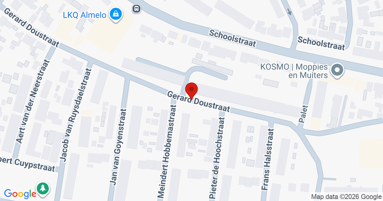 Kaart van het incident in Almelo met de aanrijroutes van de gealarmeerde eenheden