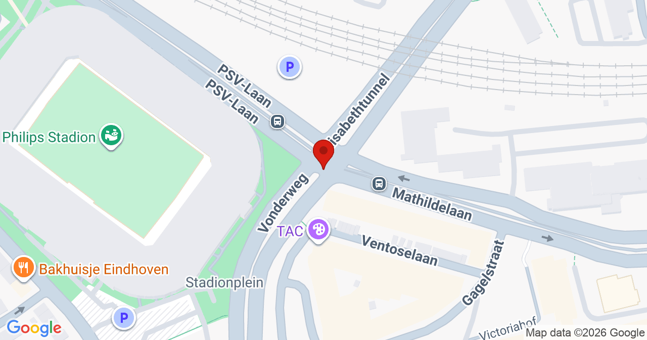 Kaart van het incident in Eindhoven met de aanrijroutes van de gealarmeerde eenheden