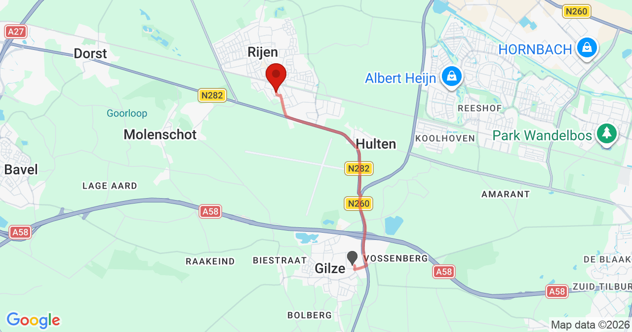 Kaart van het incident in Rijen met de aanrijroutes van de gealarmeerde eenheden