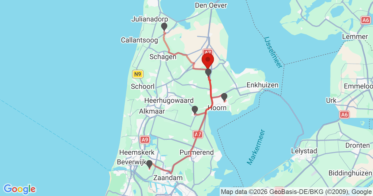 Kaart van het incident in Lambertschaag met de aanrijroutes van de gealarmeerde eenheden