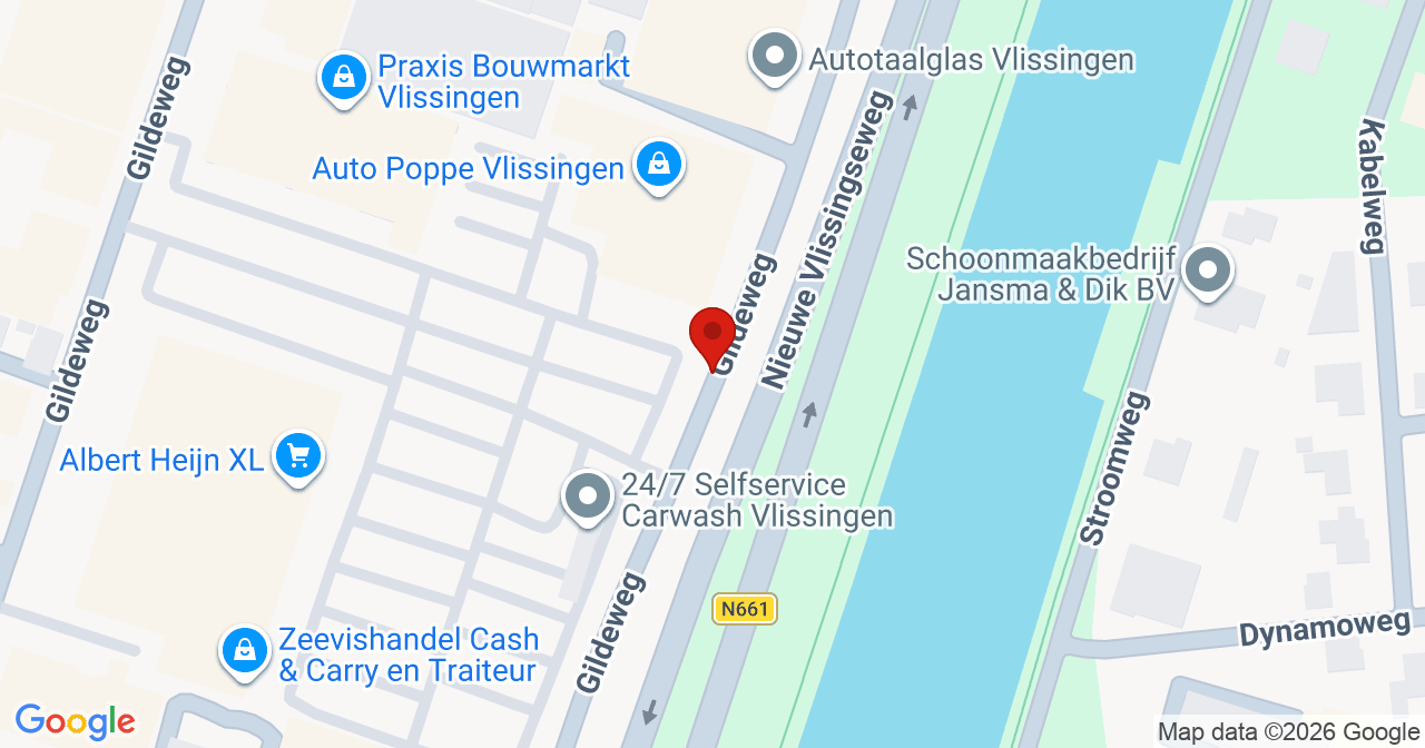 Kaart van het incident in Vlissingen met de aanrijroutes van de gealarmeerde eenheden