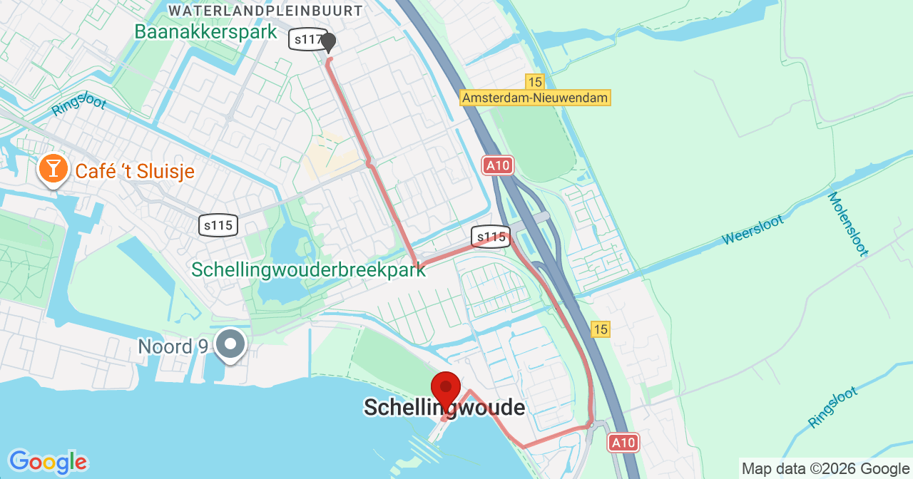 Kaart van het incident in Amsterdam met de aanrijroutes van de gealarmeerde eenheden
