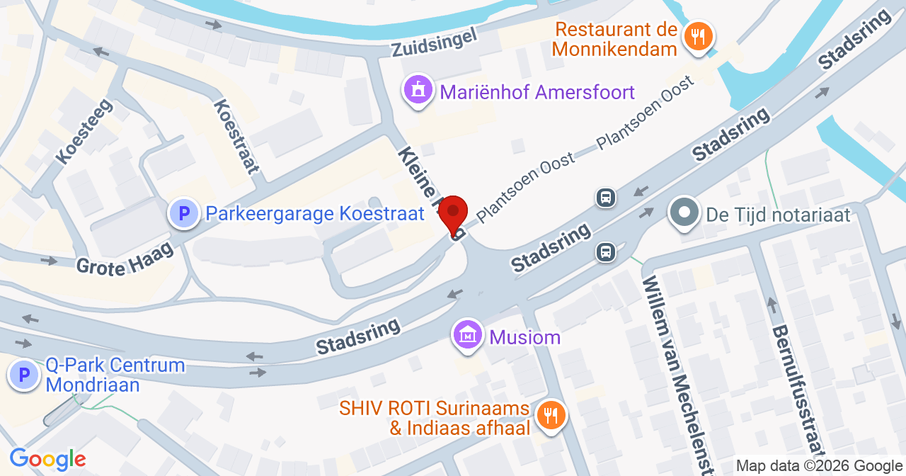 Kaart van het incident in Amersfoort met de aanrijroutes van de gealarmeerde eenheden