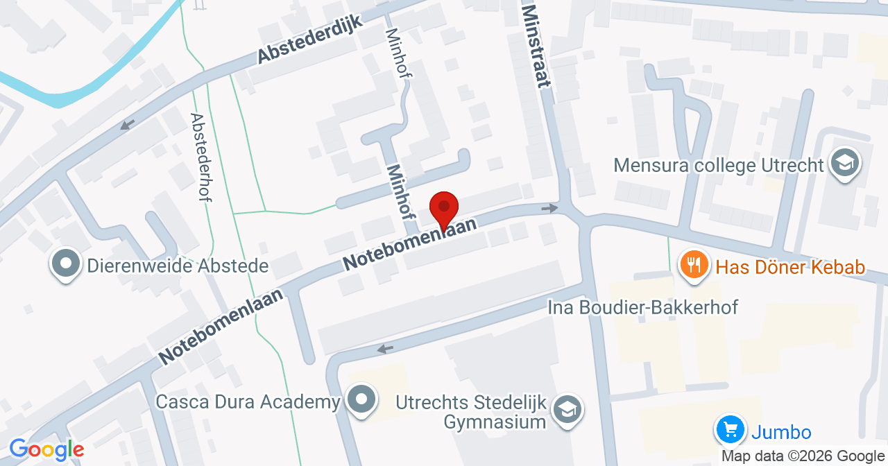Kaart van het incident in Utrecht met de aanrijroutes van de gealarmeerde eenheden