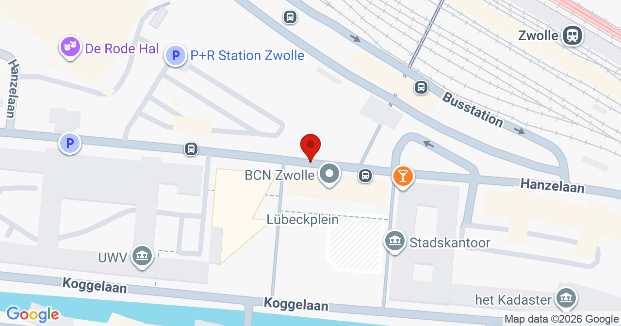 Kaart van het incident in Zwolle met de aanrijroutes van de gealarmeerde eenheden