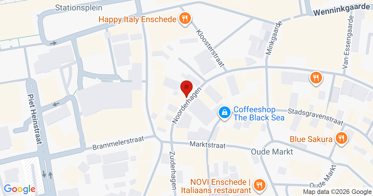 Kaart van het incident in Enschede met de aanrijroutes van de gealarmeerde eenheden