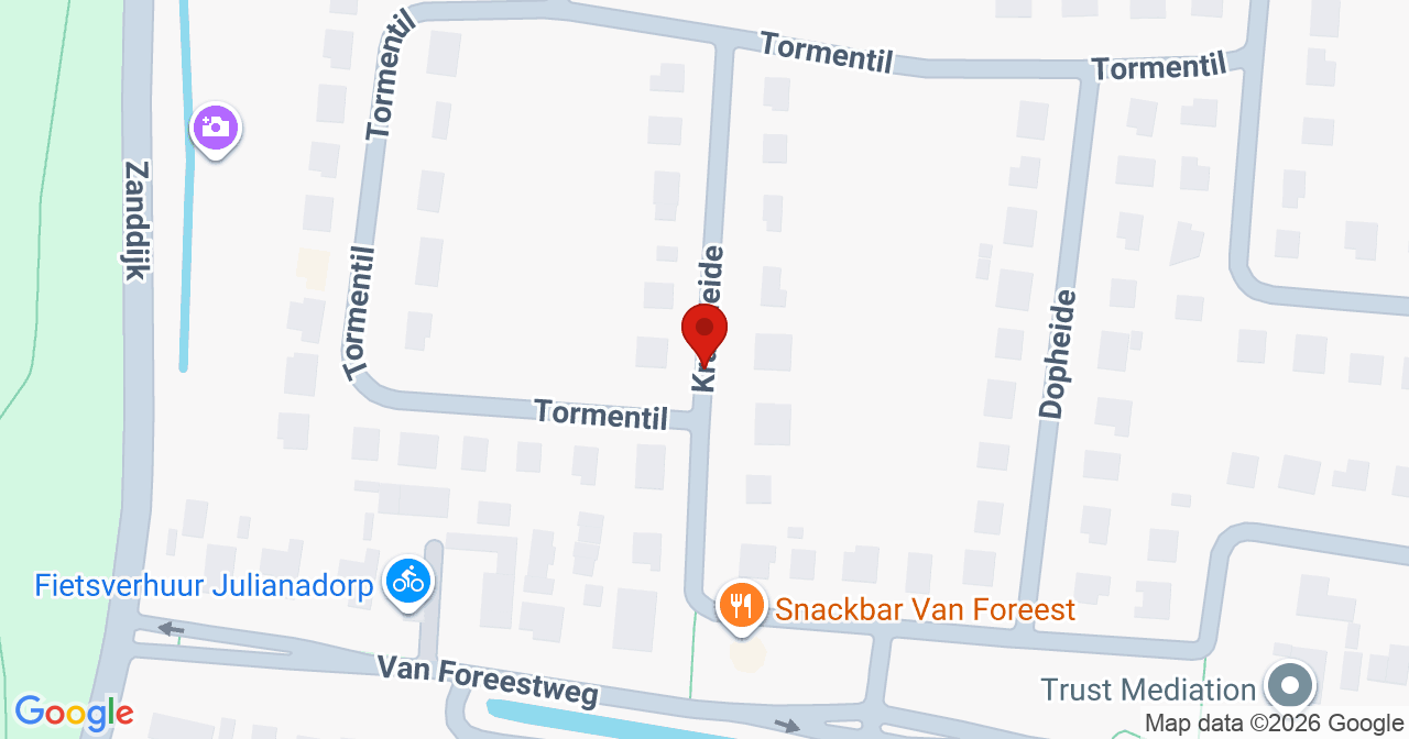 Kaart van het incident in Julianadorp met de aanrijroutes van de gealarmeerde eenheden