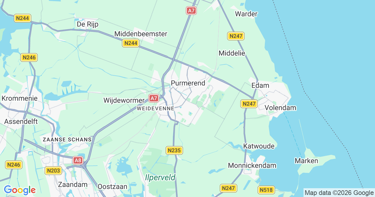Kaart van het incident in Purmerend met de aanrijroutes van de gealarmeerde eenheden
