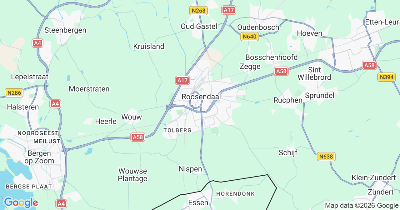 Kaart van het incident in Roosendaal met berekende routes vanaf gealarmeerde posten
