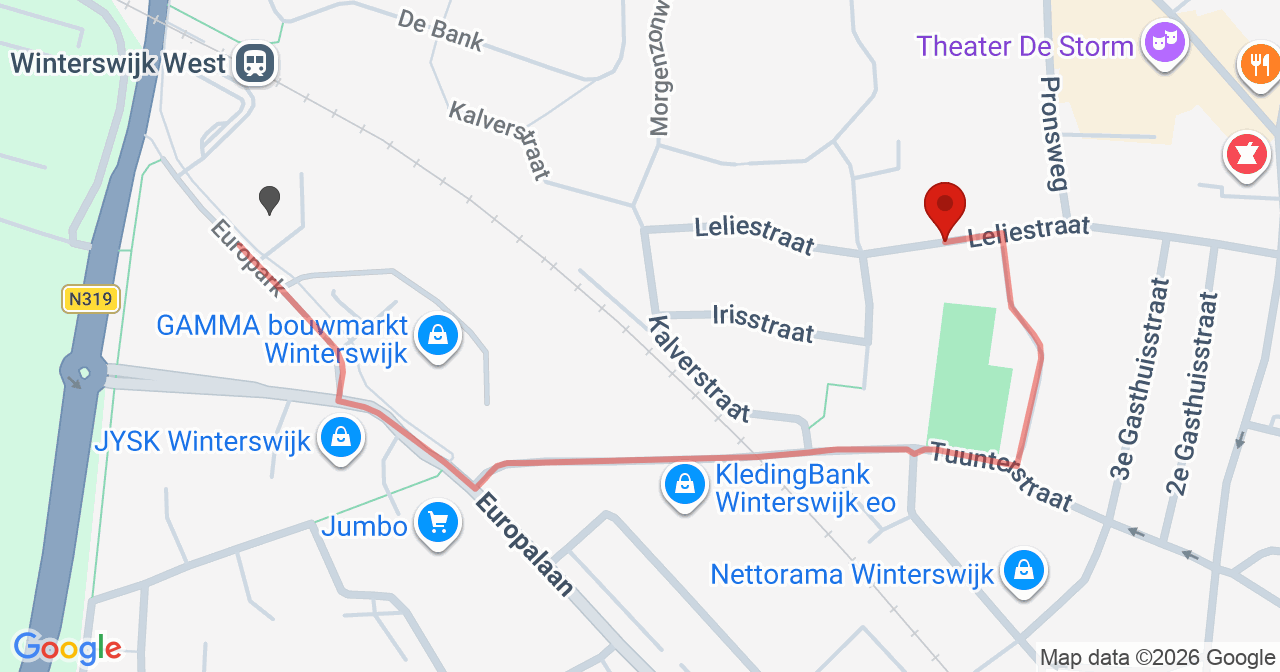 Kaart van het incident in Winterswijk met berekende routes vanaf gealarmeerde posten