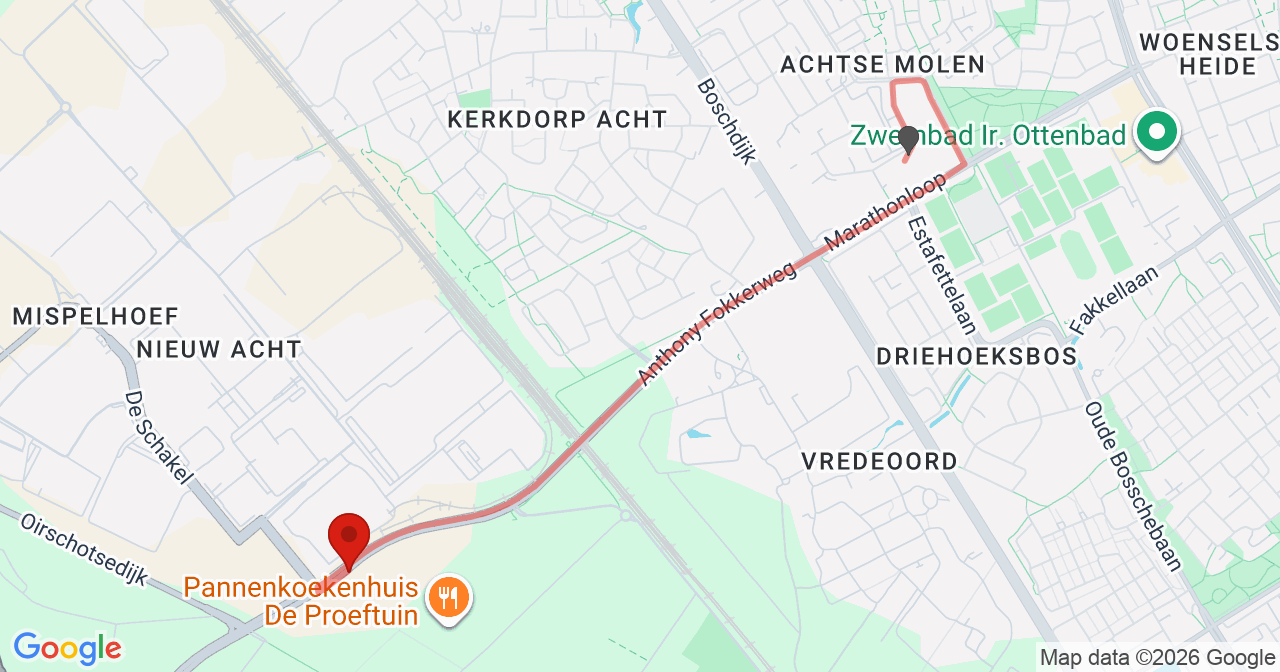 Kaart van het incident in Eindhoven met berekende routes vanaf gealarmeerde posten