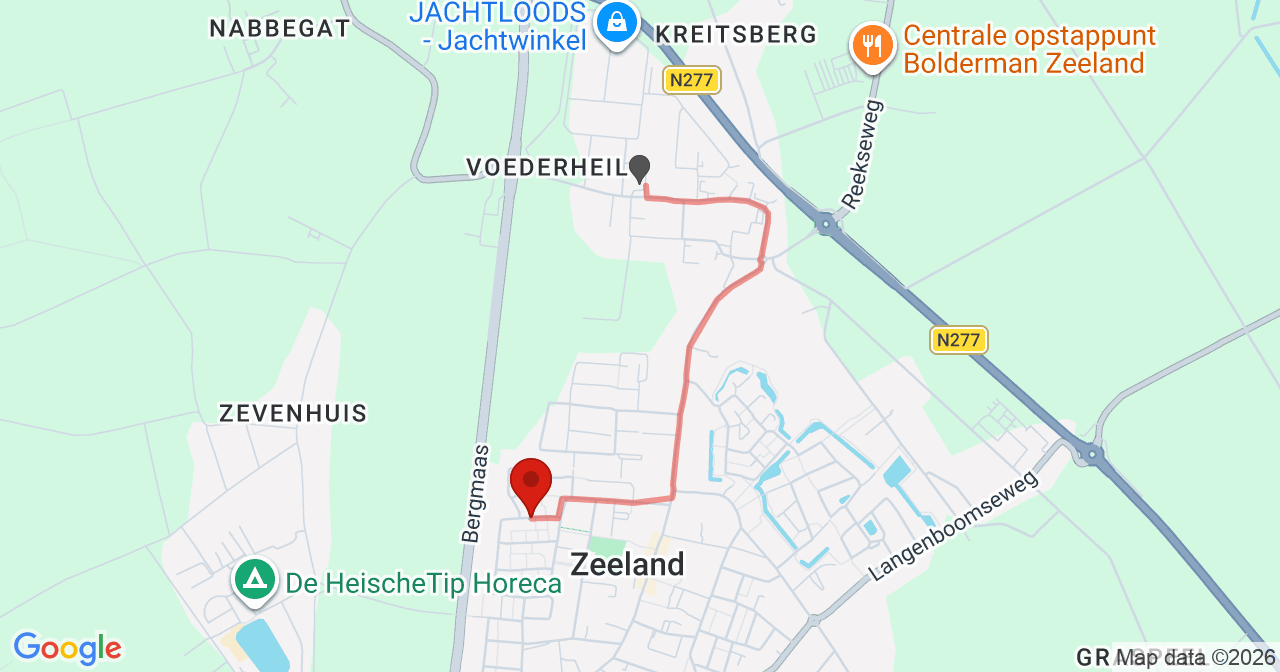 Kaart van het incident in Zeeland met berekende routes vanaf gealarmeerde posten