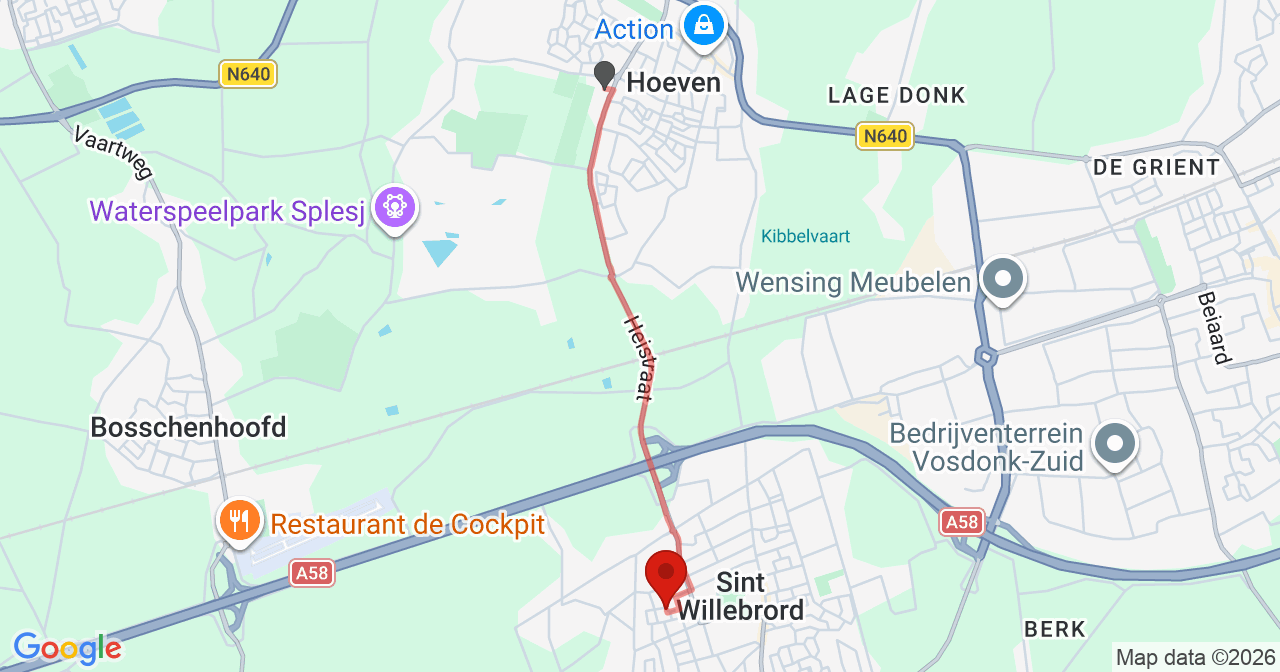 Kaart van het incident in St. Willebrord met berekende routes vanaf gealarmeerde posten
