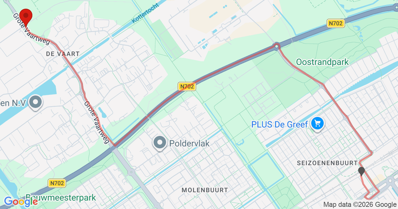 Kaart van het incident in Almere met berekende routes vanaf gealarmeerde posten
