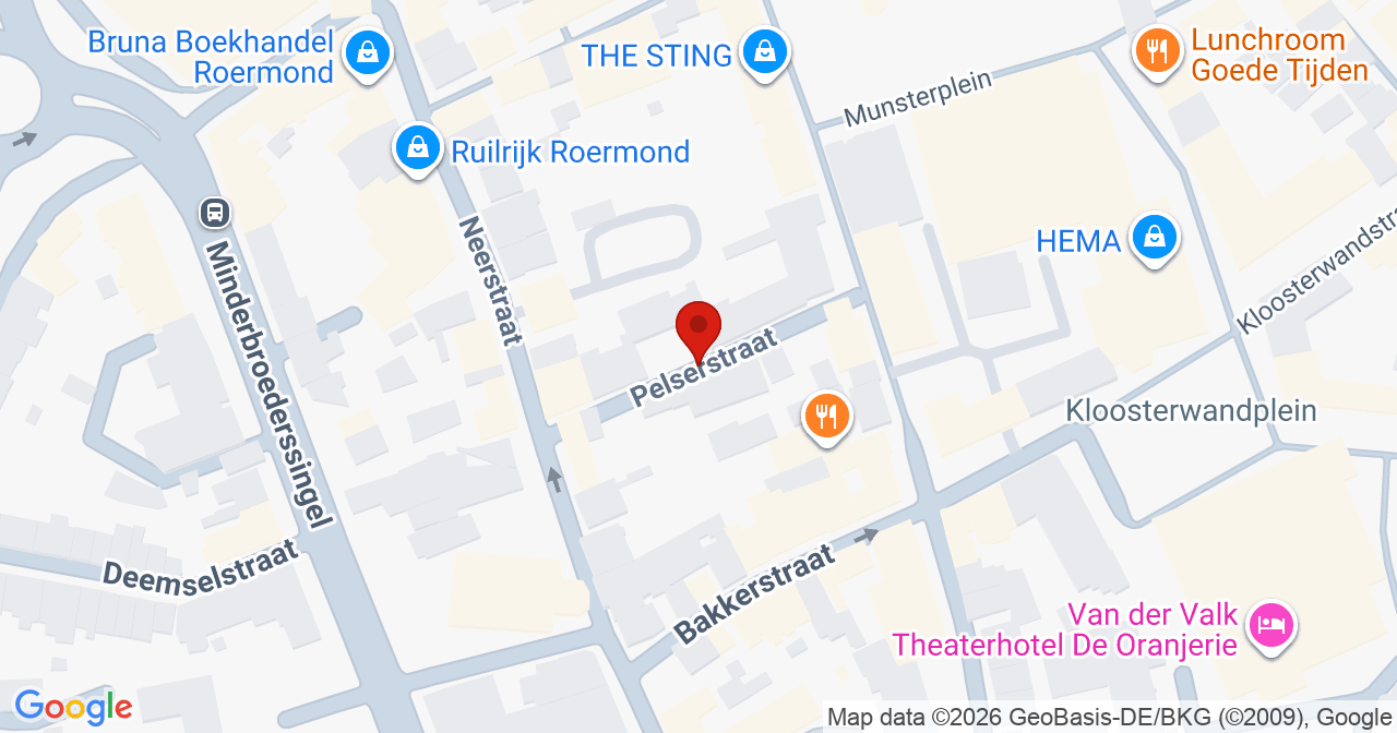 Kaart van het incident in Roermond met berekende routes vanaf gealarmeerde posten