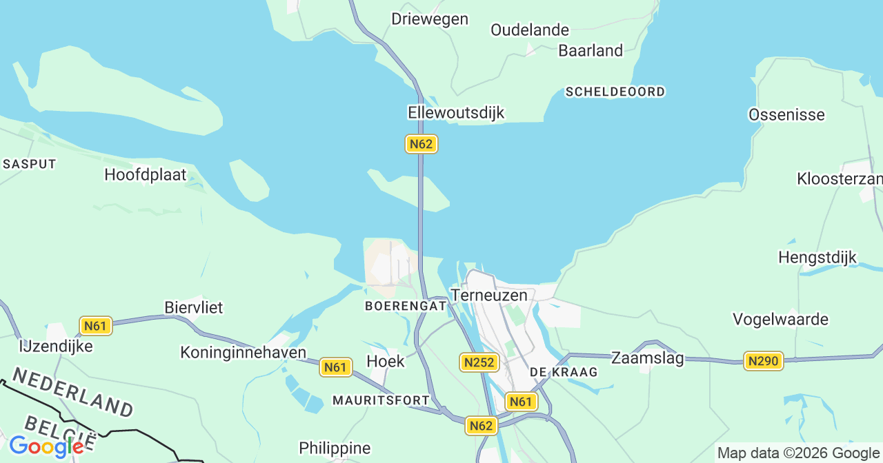 Kaart van het incident in Hoek met berekende routes vanaf gealarmeerde posten