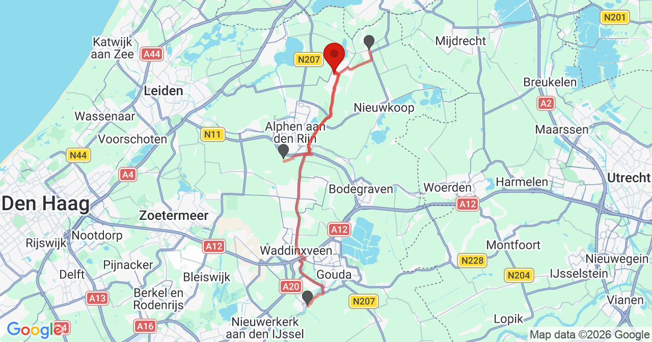 Kaart van het incident in Ter Aar met de aanrijroutes van de gealarmeerde eenheden